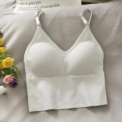 Womens Tank Top//Built in Bra//Solid Color Camis//Crop Top//Off Shoulder Sleeveless Camisole