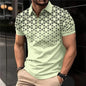 Men's 3D Printing Plain Shirt//Striped Polo Tees//Fashion Pullover Tops