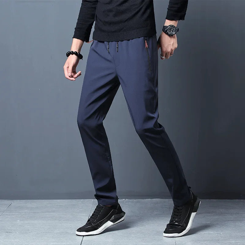 Men's Casual Pants//Straight Slim Fit Elastic Waist Jogger//Korean Classic Trousers